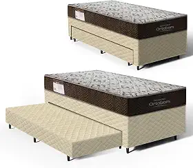 Cama Box com Colchao de Espuma D45 Solteiro Ortobom ISO 150 + Auxiliar de Espuma Unique Solteiro 88cm