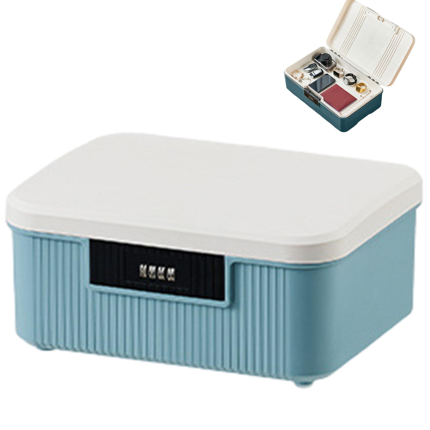 CAKEEYUM Lockable Medicine Box, 9l Double Layer Combination Lock Box, Heavy Duty Lockable Storage, Leakproof Medicine Lock for Kitchen Home School Office, Blue