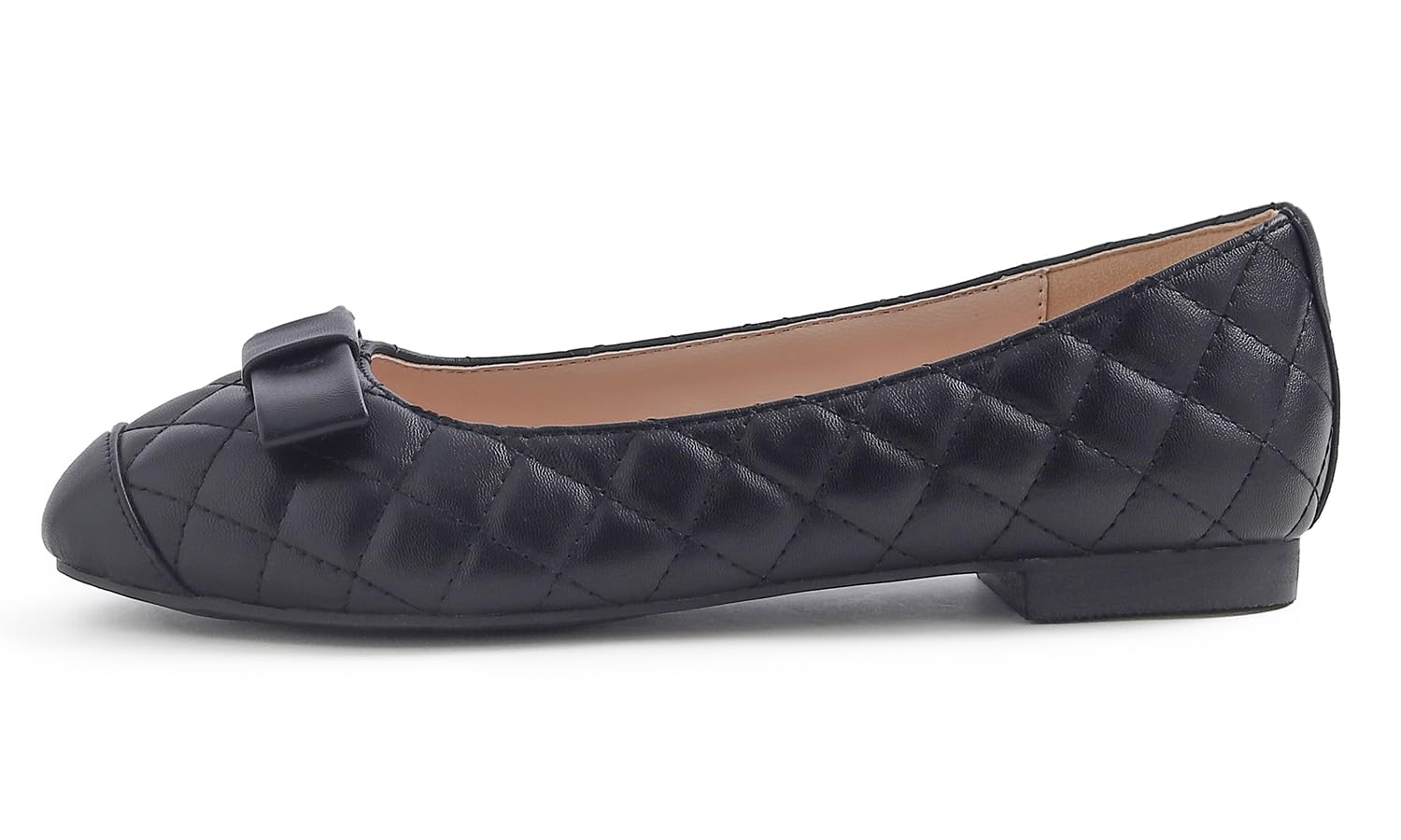 Feversole Women's Square Toe Fashion Flat,Punta Quadrata Easy Buckle Tacco Basso Slip On Flats in Pelle vegana