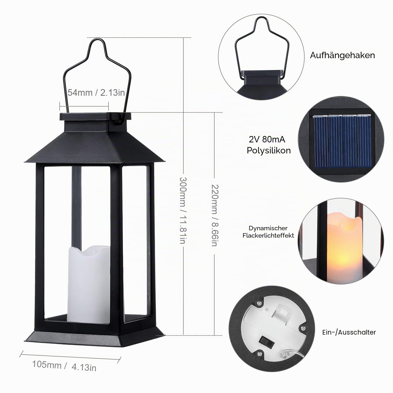 Solar Laterne für außen, Tomshine 2er Hängend Solarlaterne mit LED Kerzen Lichteffekt, Solarlampe Solarleuchte Gartendeko Solar Gartenlaterne dekor