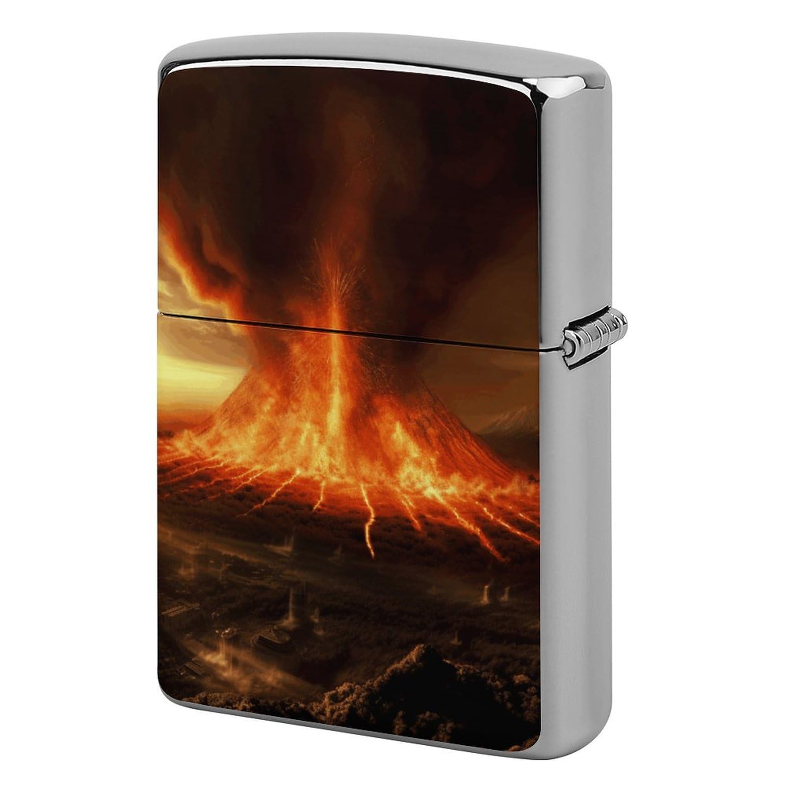 Volcano Lighter Case for Men, Personalized Lighter Cover for Valentine's Day Gifts, Flip-Top Lighters Shell for Outdoor, Portable Lighters Protective Sleeve