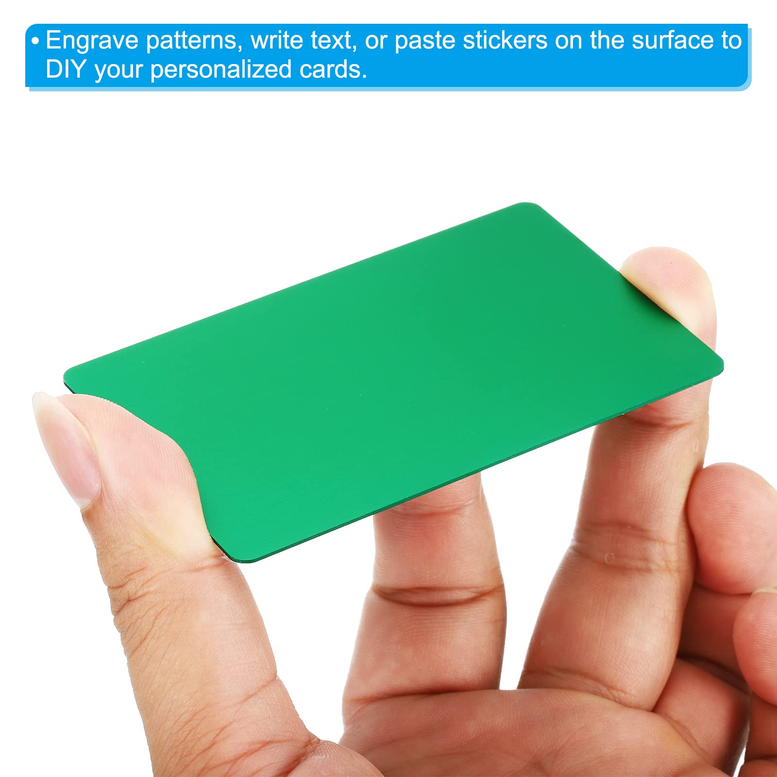 PATIKIL 0.8mm Metal Business Cards, 12 Pack Blank Name Card Laser Engraving Anodized Aluminum for DIY Gift Cards Green - Image 4