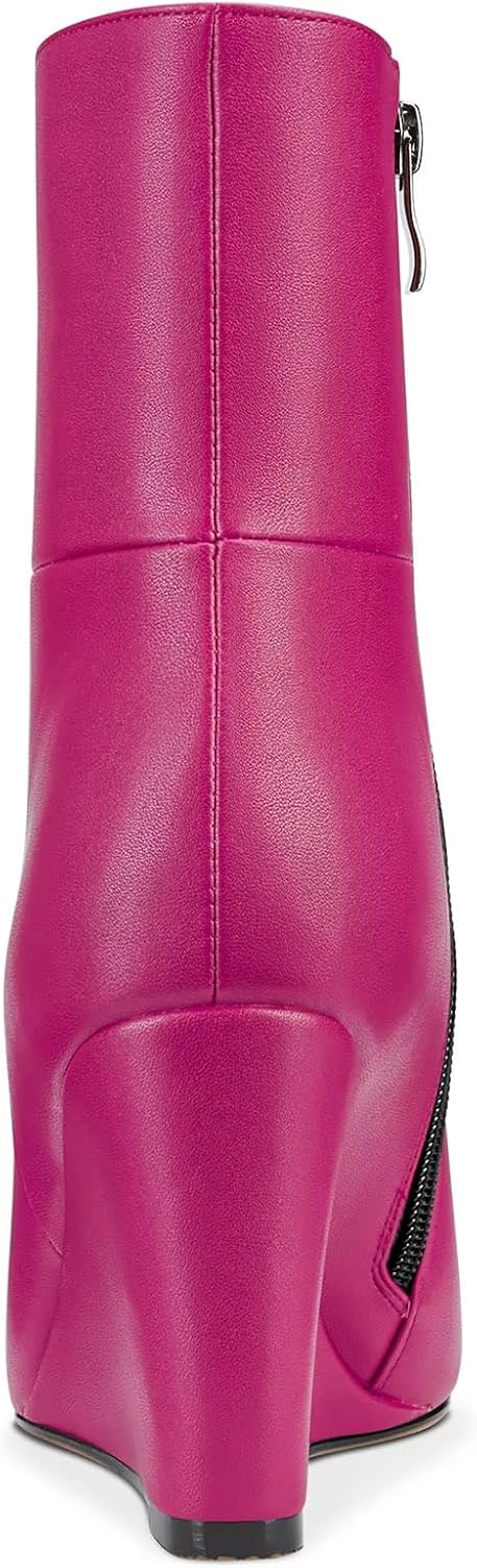 Castamere Women High Heel Wedge Pointed Toe Ankle Boots Short Bootie Classic Zipper Slip-on Boots Party Wedding 3.3 Inches Heels