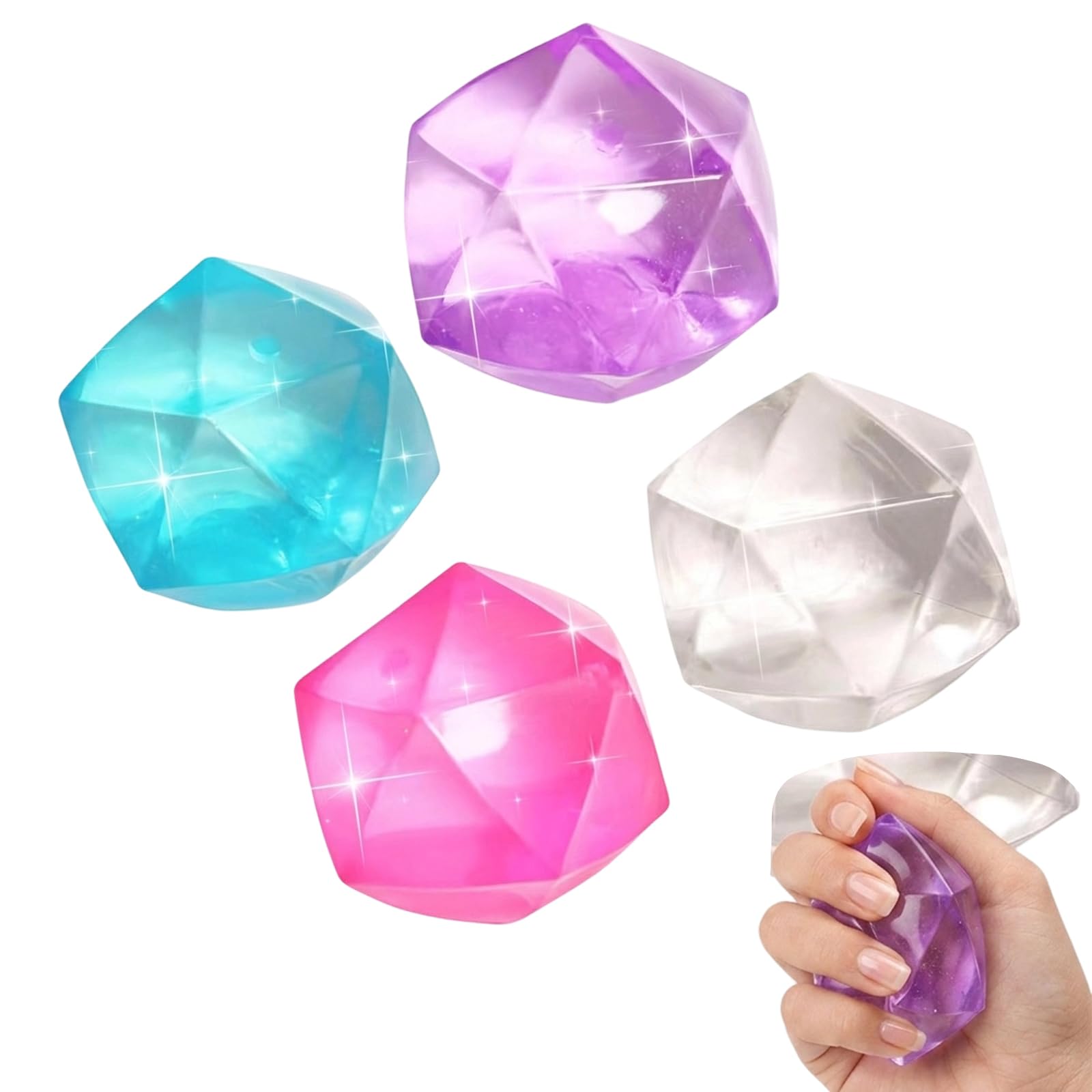 4 PCS Sugar Squishy Cube Set, Sugar Cube Squishy Desktop Ornaments, Stress Relief Tactile Decor for Office & Travel, Diamond Design Relaxation Accessories in Assorted Colors