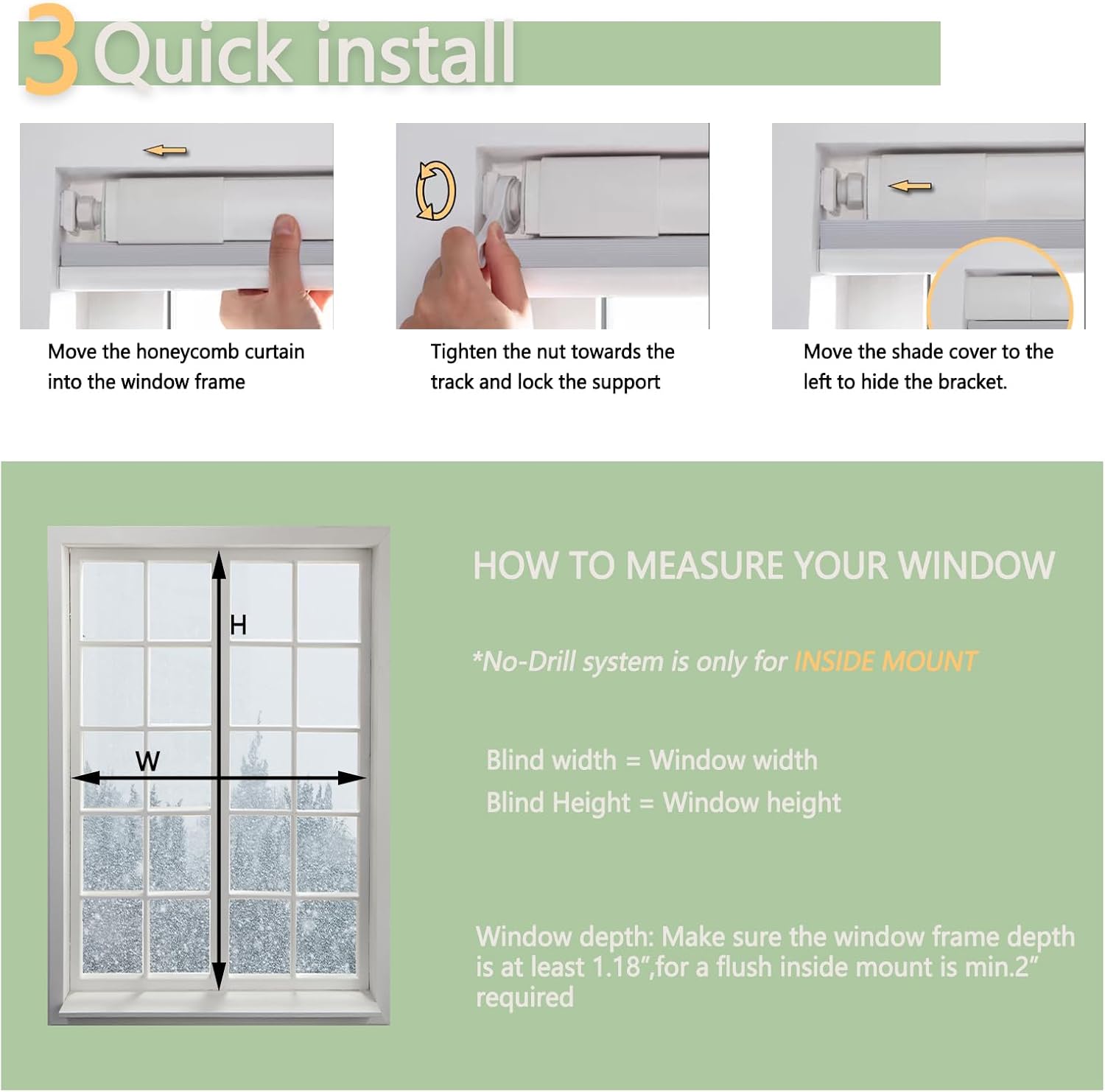 No Tools No Drill Honeycomb Shades Cordless Cellular Blinds,Easy to Install Blackout Cellular Shades,Pleated Window Blinds,Light Gray,45.5" W × 54" H