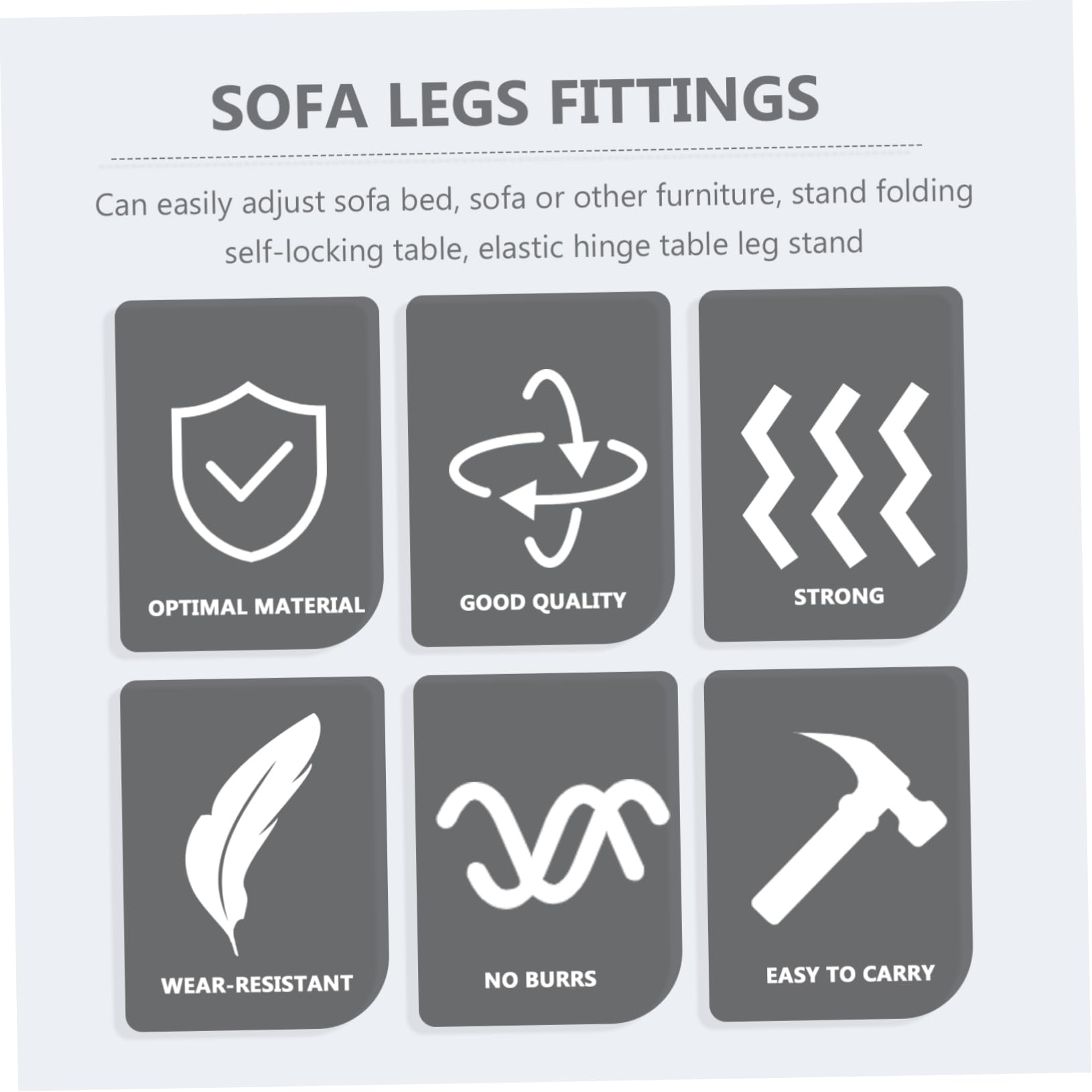 WOONEKY 2Pcs Sturdy Folding Sofa Bed Legs Hinge Fittings for Furniture Durable Support Brackets Height for DIY Projects and Sofa