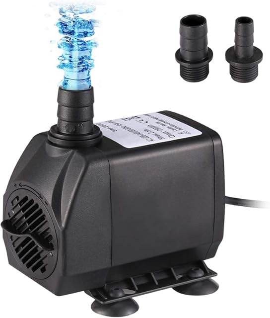 Homvik 2500L/H 45W Submersible Water Pump for Fountain Aquarium Pond Garden and Water Pump Ultra-Quiet Hydroponics System with 2 Nozzles AC220-240V 2.5M Lift Height