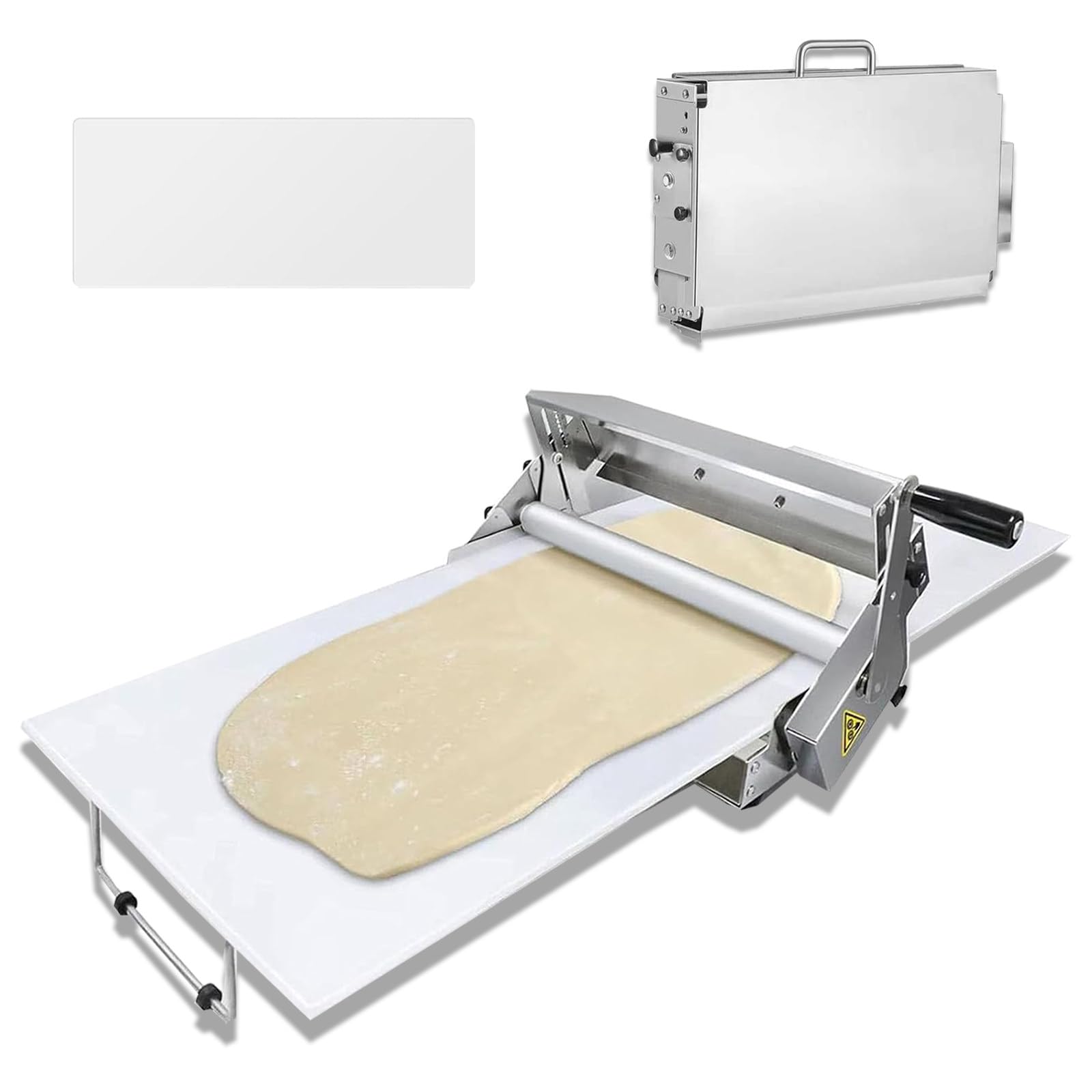 Faltbare Teigausrollmaschine mit Ausrollbrett, manuelle Teigausrollmaschine aus Edelstahl, einstellbare Teigstärke von 0–25 mm, geeignet für Pasta, Croissants und Nudeln A300