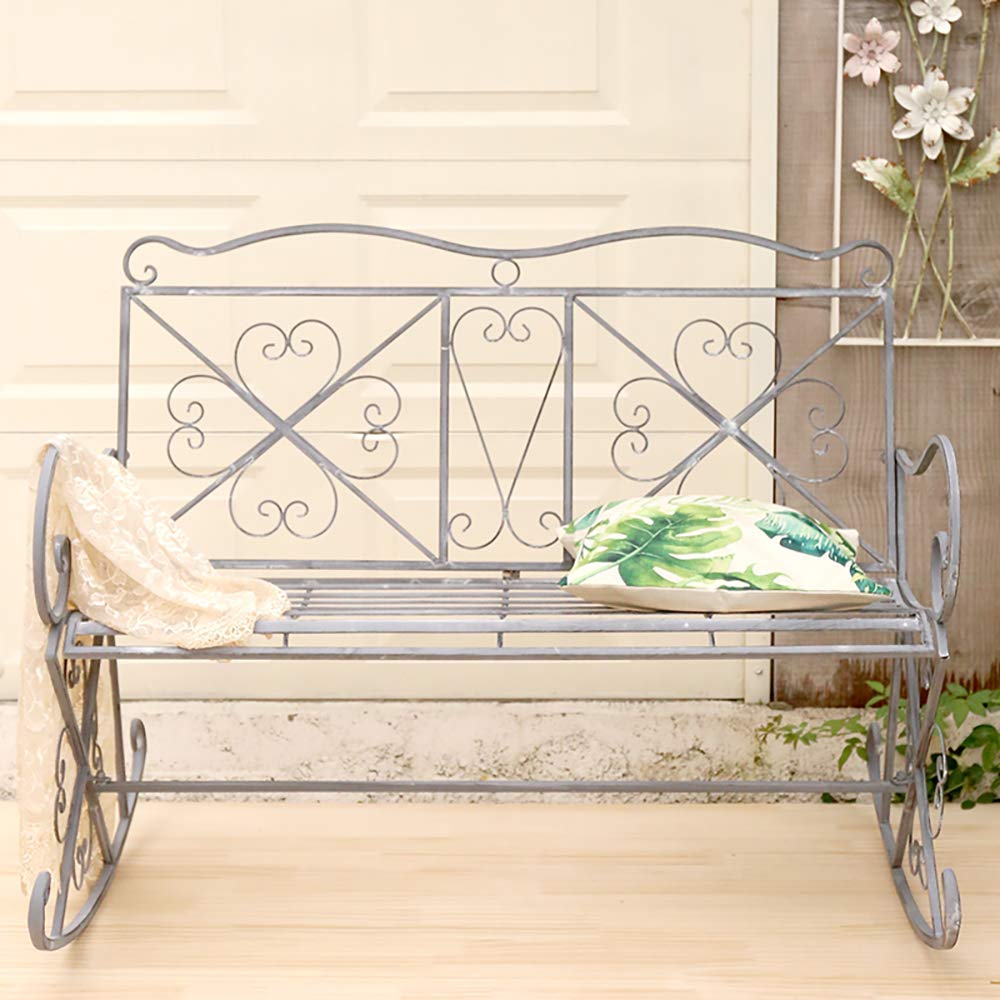 Ge, panca a dondolo da giardino in metallo, design a doppia cavità, elegante altalena da balcone per cortile e patio, mobili da esterno durevoli per il relax
