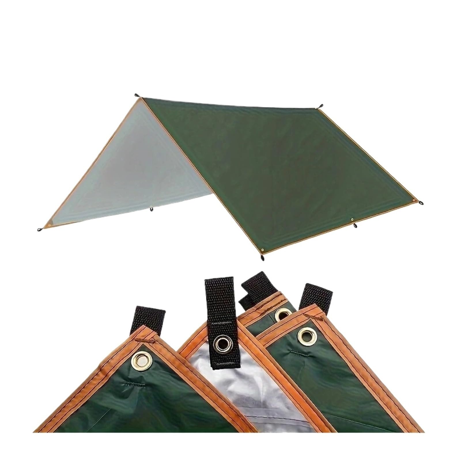 5x3m 4x3m 3x3m Waterproof Tarp Tent Shade Ultralight Garden Canopy Sunshade Outdoor Camping Awning Tourist Beach Sun Shelter(Khaki-3X3)