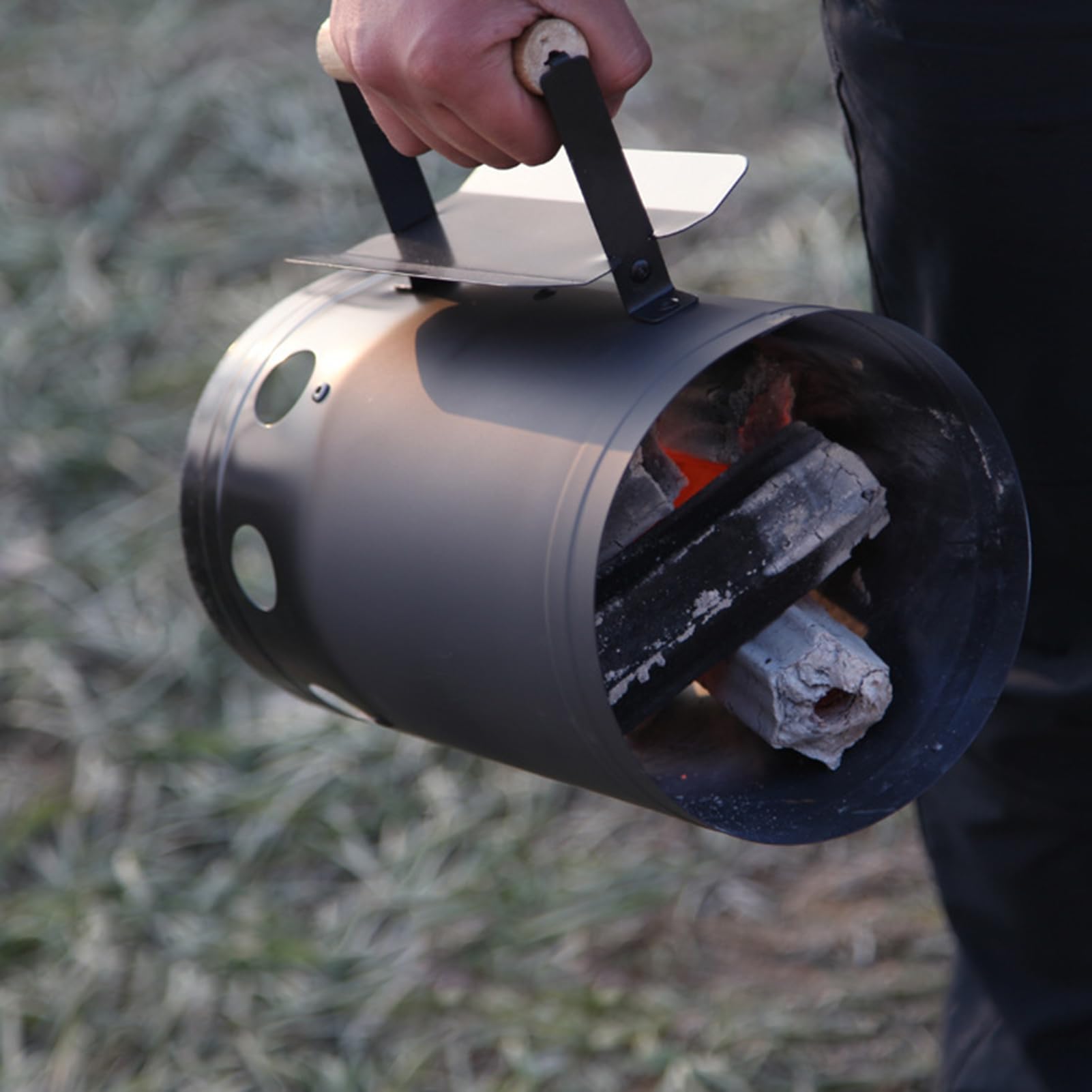 Fût Brûleur de Feu, Seau Incinérateur en Métal pour Feux de Jardin Extérieur, Cage de Brûlage pour Papier, Feuilles, Déchets, Bois, Feux de Camp de Jardin