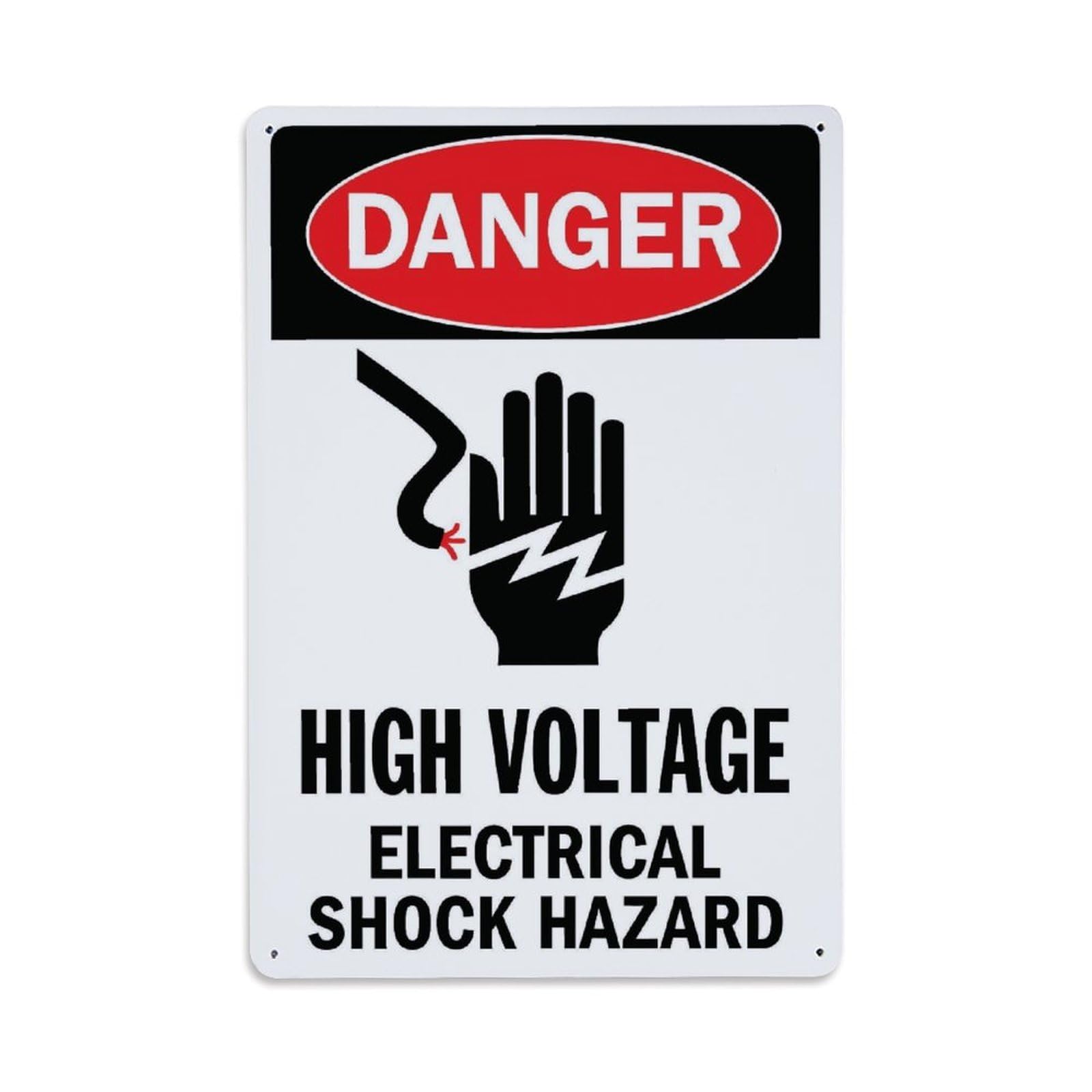 Danger High Voltage Electrical Shock Hazard Sign Vintage Aluminium Metal Sign, Retro Wall Decor for Home, Bar, Garage & Farmhouse 30x20cm