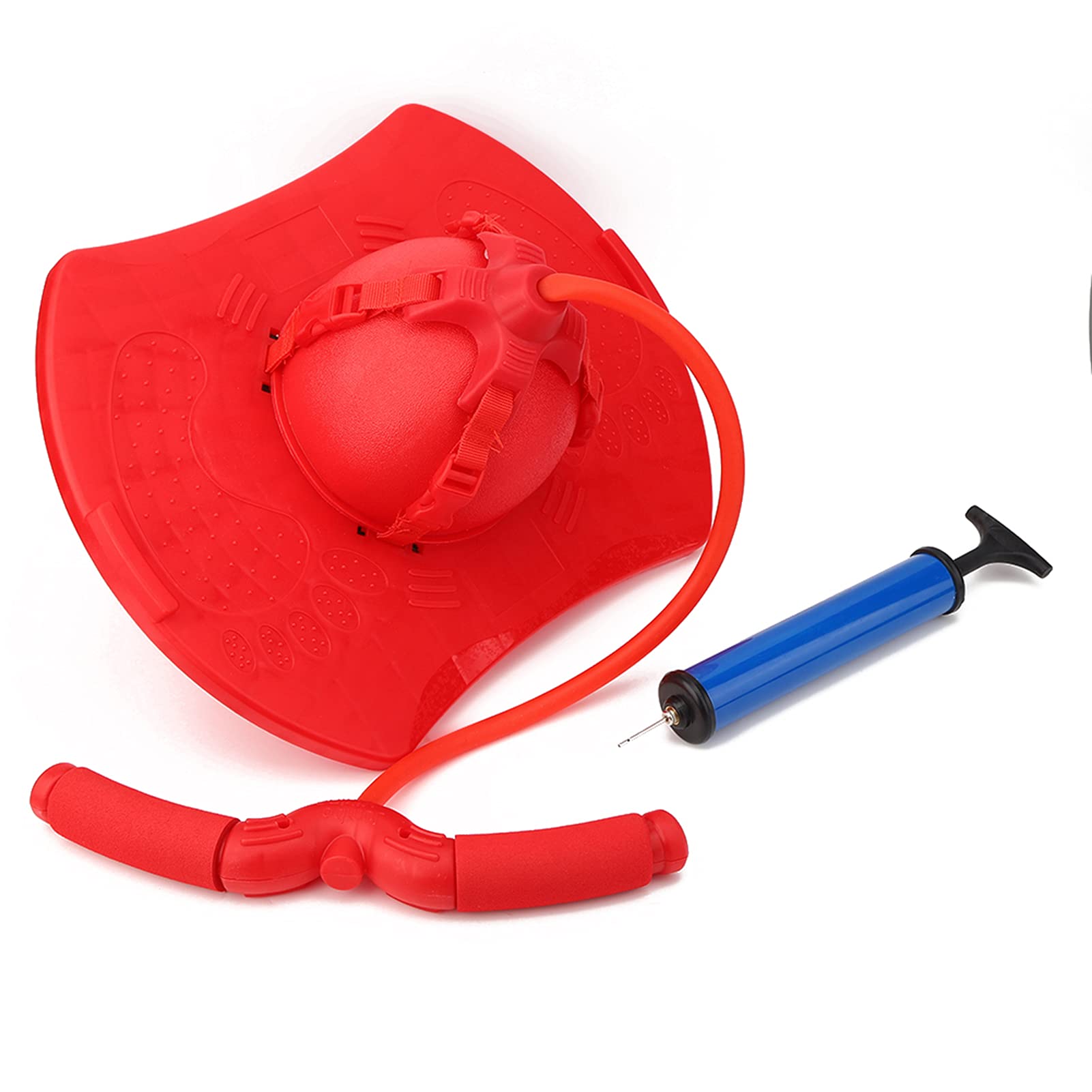 Kuuleyn Hopping Ball for Kids Bouncy Ball for Kids Fitness Equipment Children Jumping Exercise Bounce Space Ball Foot Pedal With Pull Rope Handle Kid Toy(2 colors) (Red)