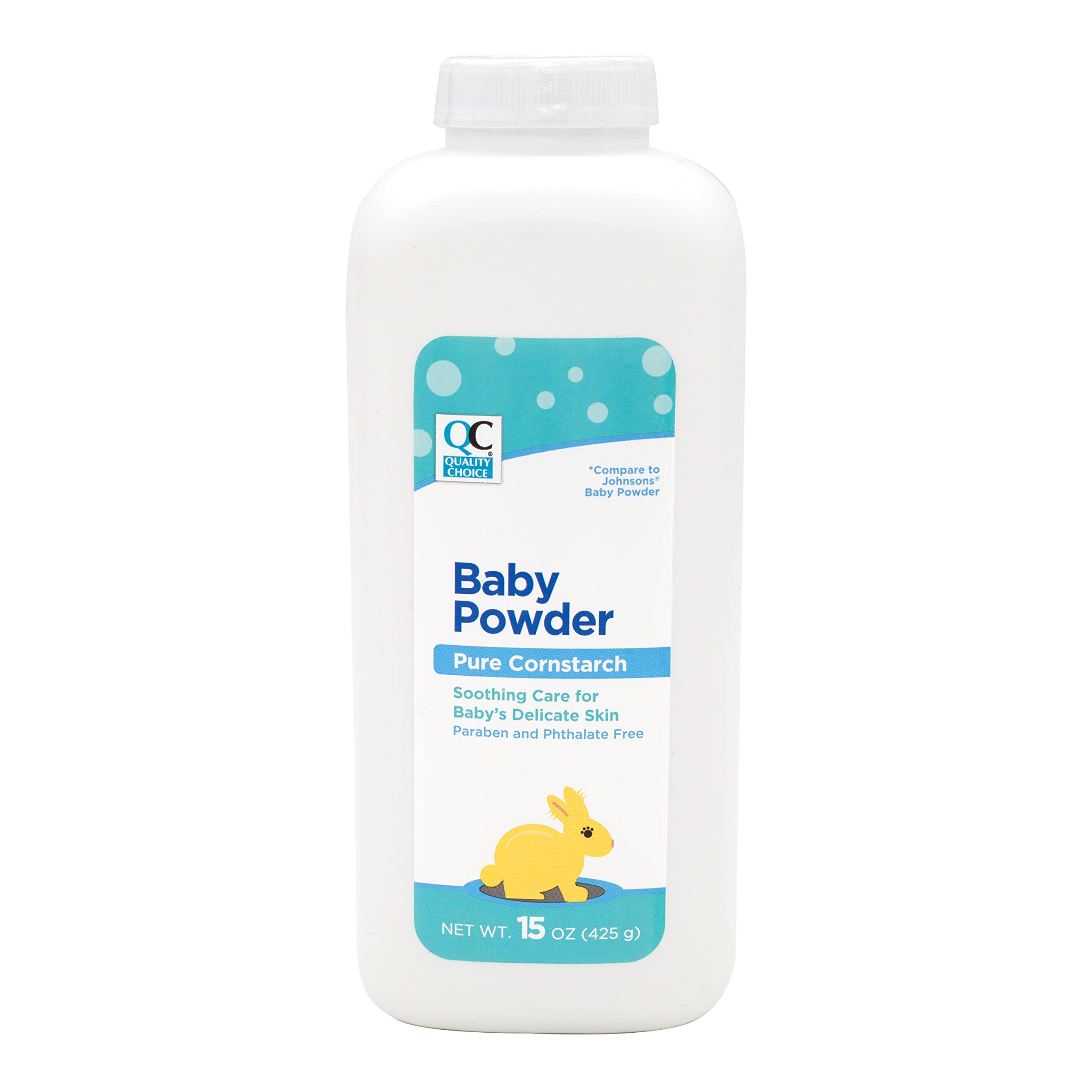 Quality Choice Baby Powder, Pure Cornstarch, Soothing Care for Baby's Delicate Skin, Paraben & Phthalate Free, 15 Ounce Bottle (1)