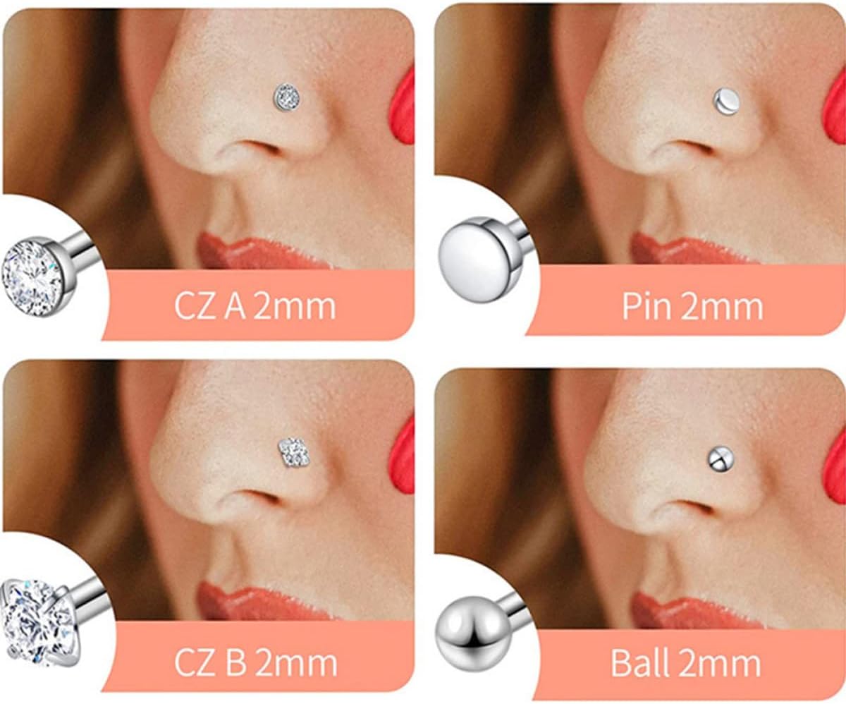 18Pcs Unisex Stainless Steel Nose Rings and Clips S-Shaped L-Shaped Body Jewelry for Men Women Fashion Nose Piercing Accessories