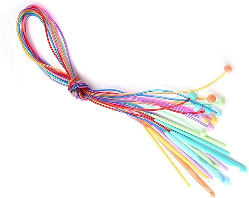 Miniatura 7 de Oumefar Juego de ganchos largos de ganchillo Tusani de metal con cordones intercambiables tunecinos con cable, agujas de tejer de 0.197 in para