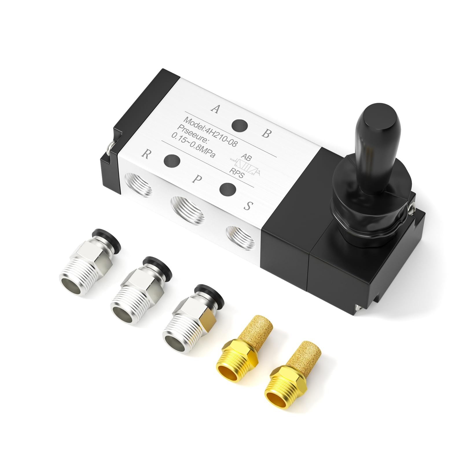 Vanne à air push-pull 5 voies pour contrôler un vérin double effet NPT