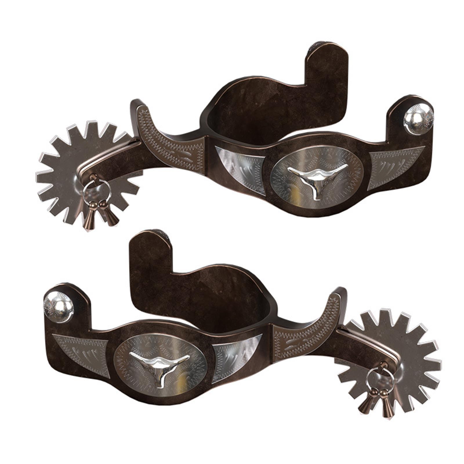 Éperon d'équitation avec rivets sécurisés et sculptures élégantes, convient pour l'entraînement, la compétition et les dressages