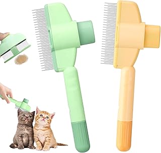 Pack of 2 Fellblitz Cat Brush with Long and Short Stainless Steel Metal Teeth and Release Button for Removing Matte Hair for Long Hair and Short Hair Cats product image