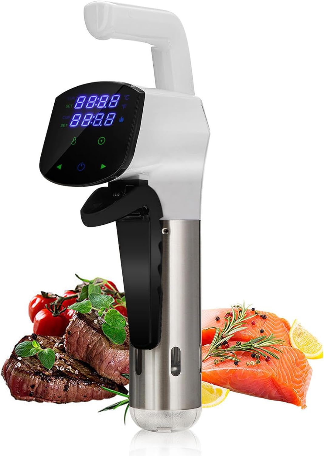 Sous Vide Cooker, With Led Digital Display, 1800w Electric Sous Vide Kit With Temperature And Time Control, Thermal Immersion Circulator For Steaks White