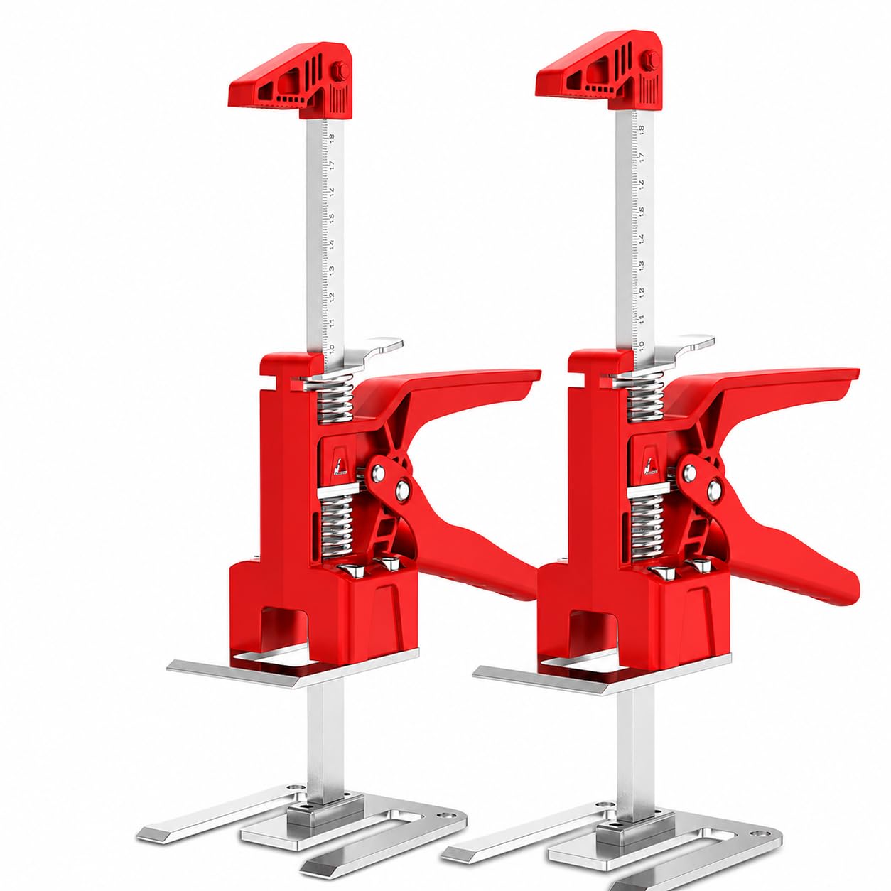 Labor Saving Arm Jack Handle 2 Pack,15 in Construction,Multifunctional Furniture Jack for Installing Cabinets and Wall Tile Height Adjuster Handheld Lifter Tool, Load 400LBS Cherry red