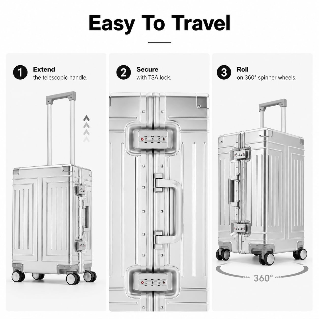 Valigia senza zip in alluminio-magnesio da 29 pollici con serratura TSA
