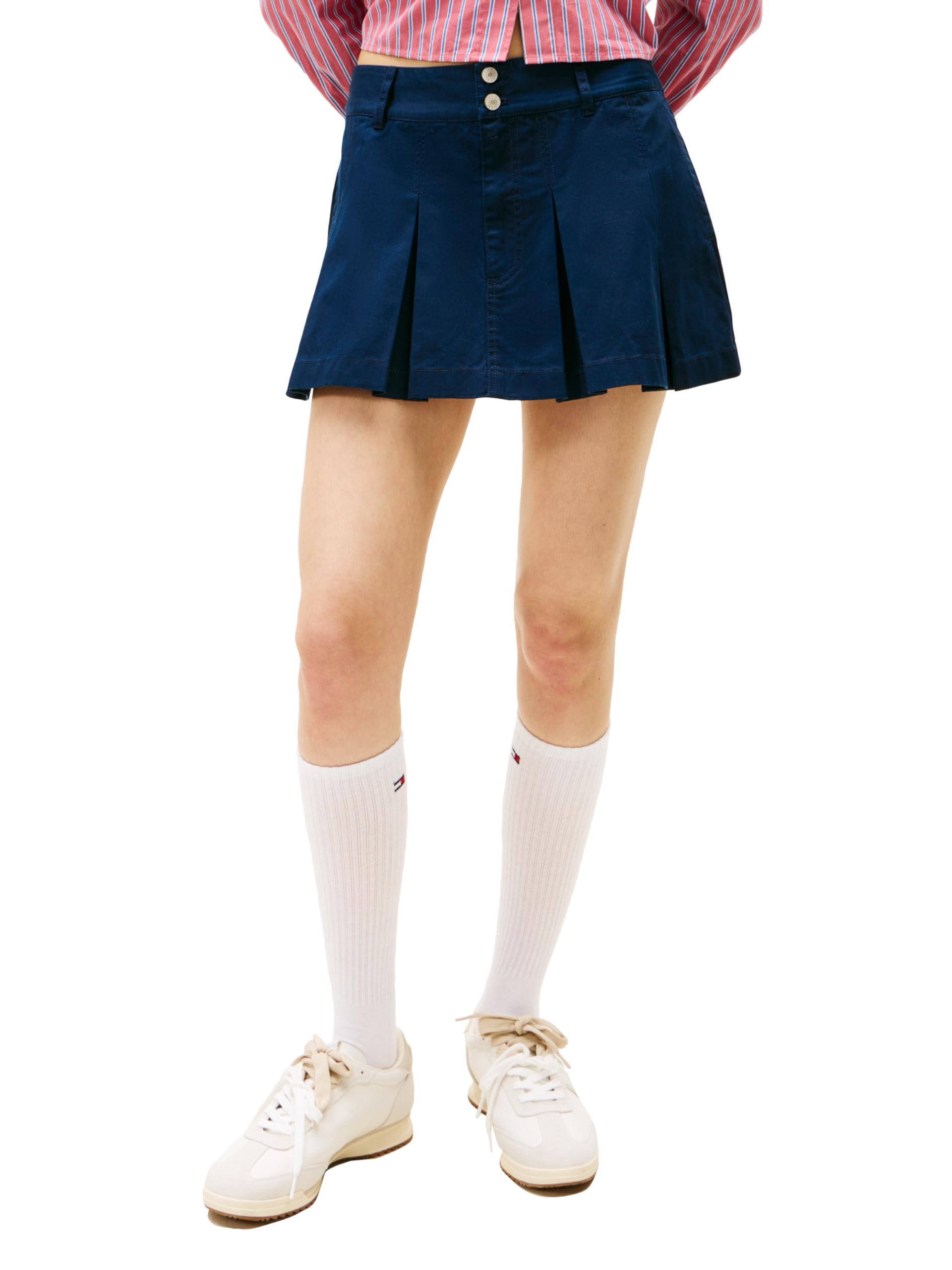 Tommy Jeans Womens Pleated Mini Skirt with Embroidered Flag Logo