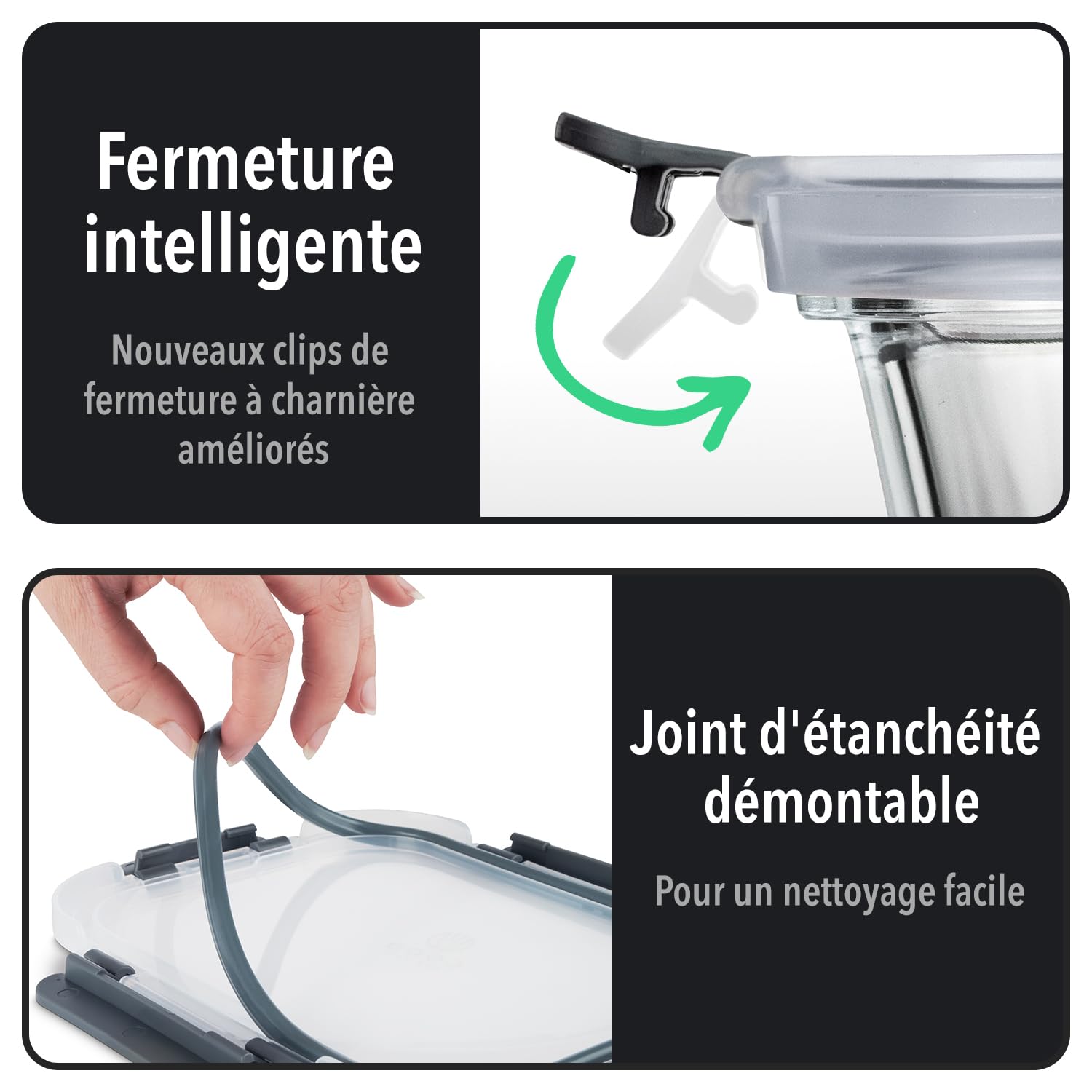 Lot de 10 Boites Repas - Boites de Conservation Alimentaire Idéales pour Préparer des Repas Sains - Boites en Verre Hermétiques sans BPA - 10 Boites Alimentaires et 10 Couvercles Étanches