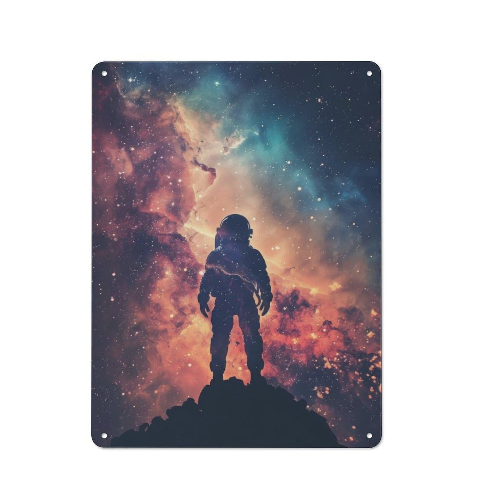 Junmoney Galaxy Astro Silhouette Rustic Tin Sign 40X30cm For Garden Room Or Summerhouse, New-Space Wall Decor For Garden Room Decor Fans