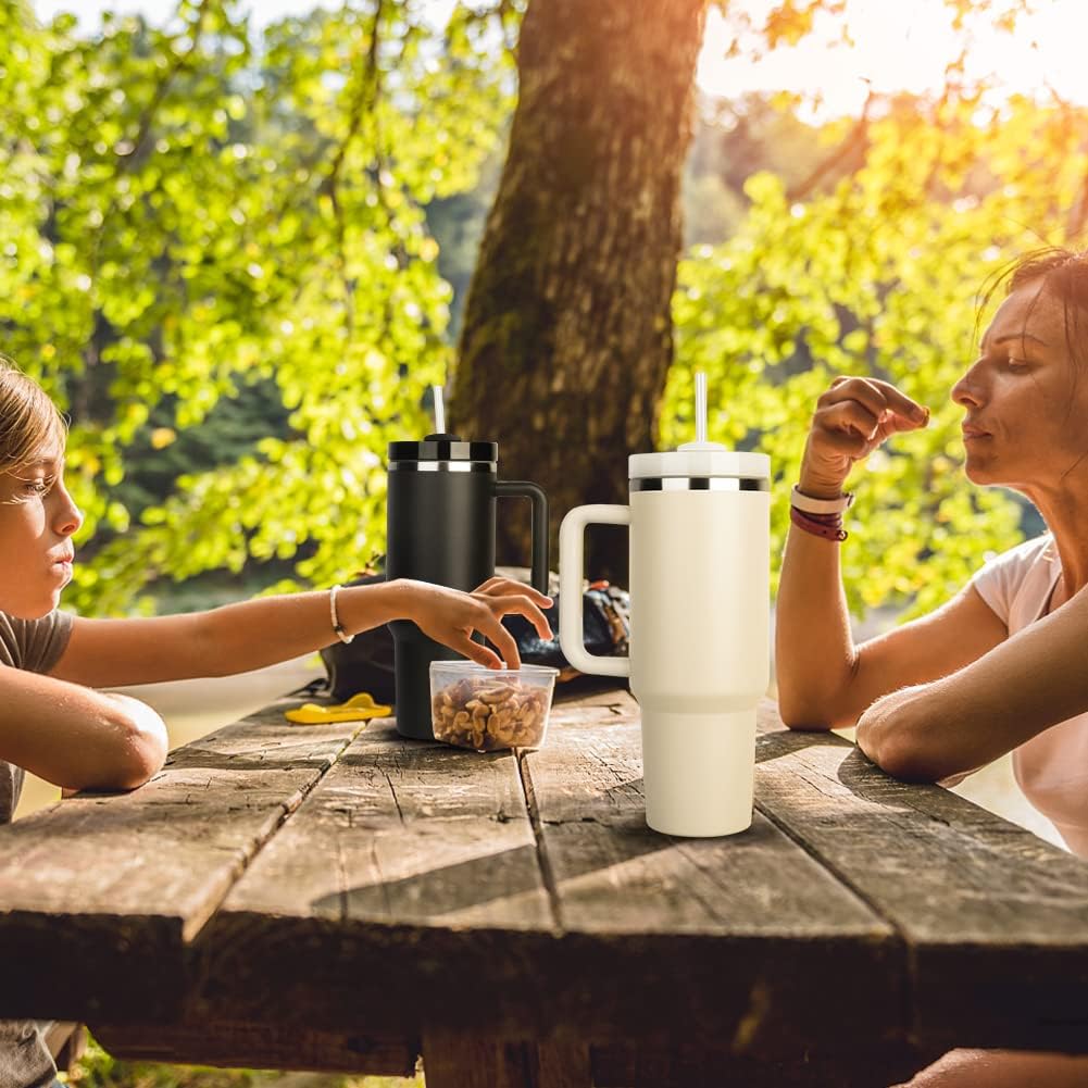 AKNAVI Stainless Steel Tumbler with Handle & Straw Lid - 40oz Travel Mug for Hot & Cold Beverages - Leak-Proof, BPA-Free, Dishwasher Safe, Iced Coffee Cup 3