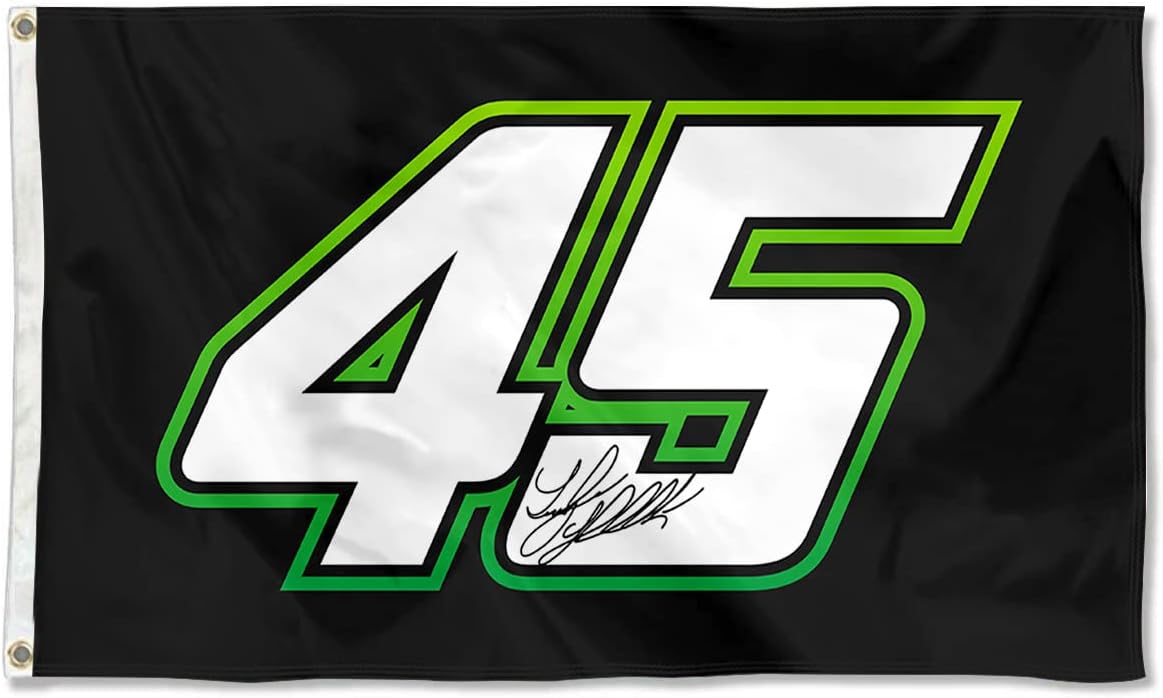 Autographed Checkered Racing Flag Tyler Reddick #45 Flag Banner 3x5Feet for Car Fans with Brass Grommets