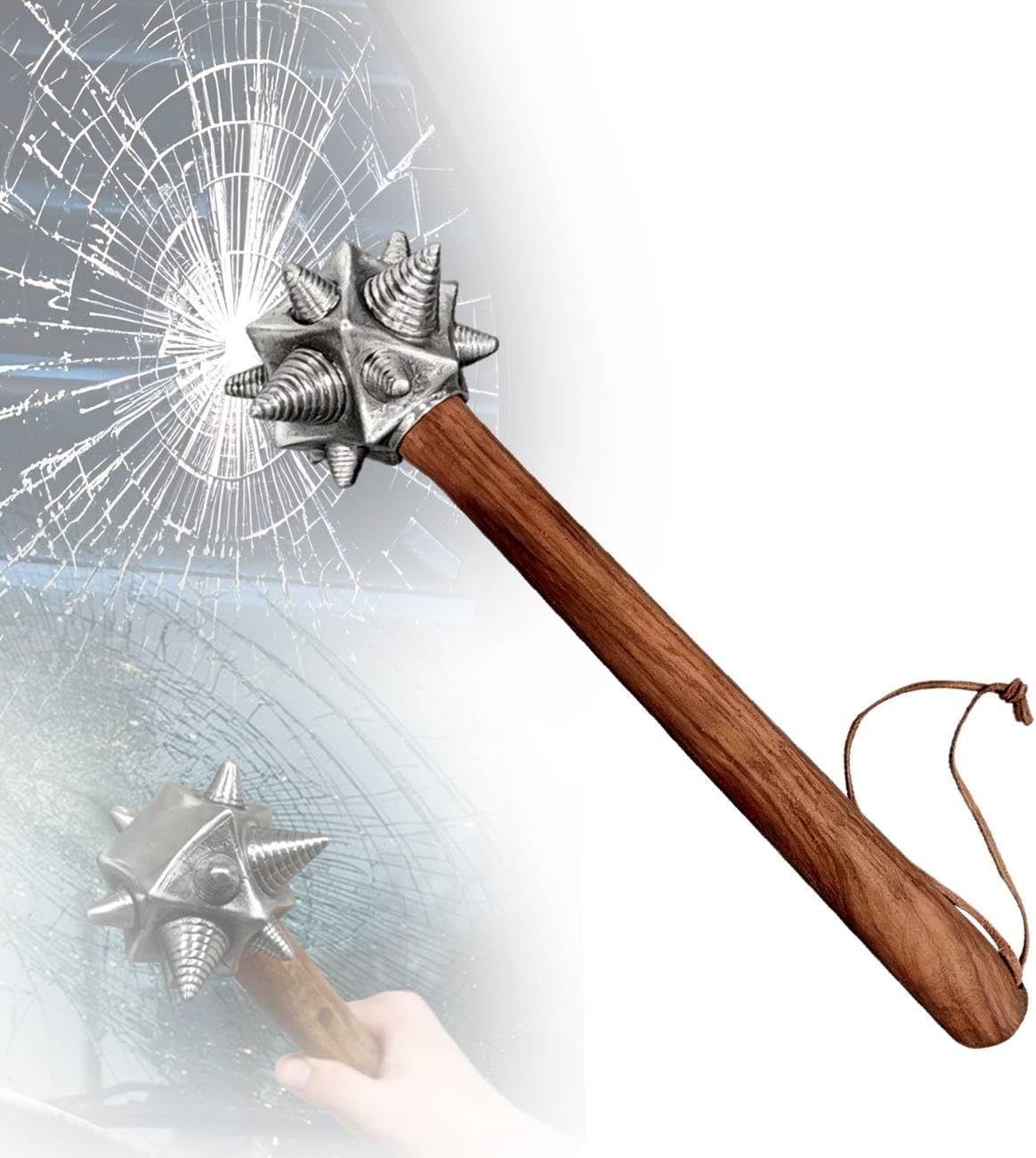 Fist Hammer Tool Tactical Hammer Fist Tool for Gardening Household Camping with Stainless Steel Solid Head Wooden Handle Functional Tool Meteor Hammer,One Size