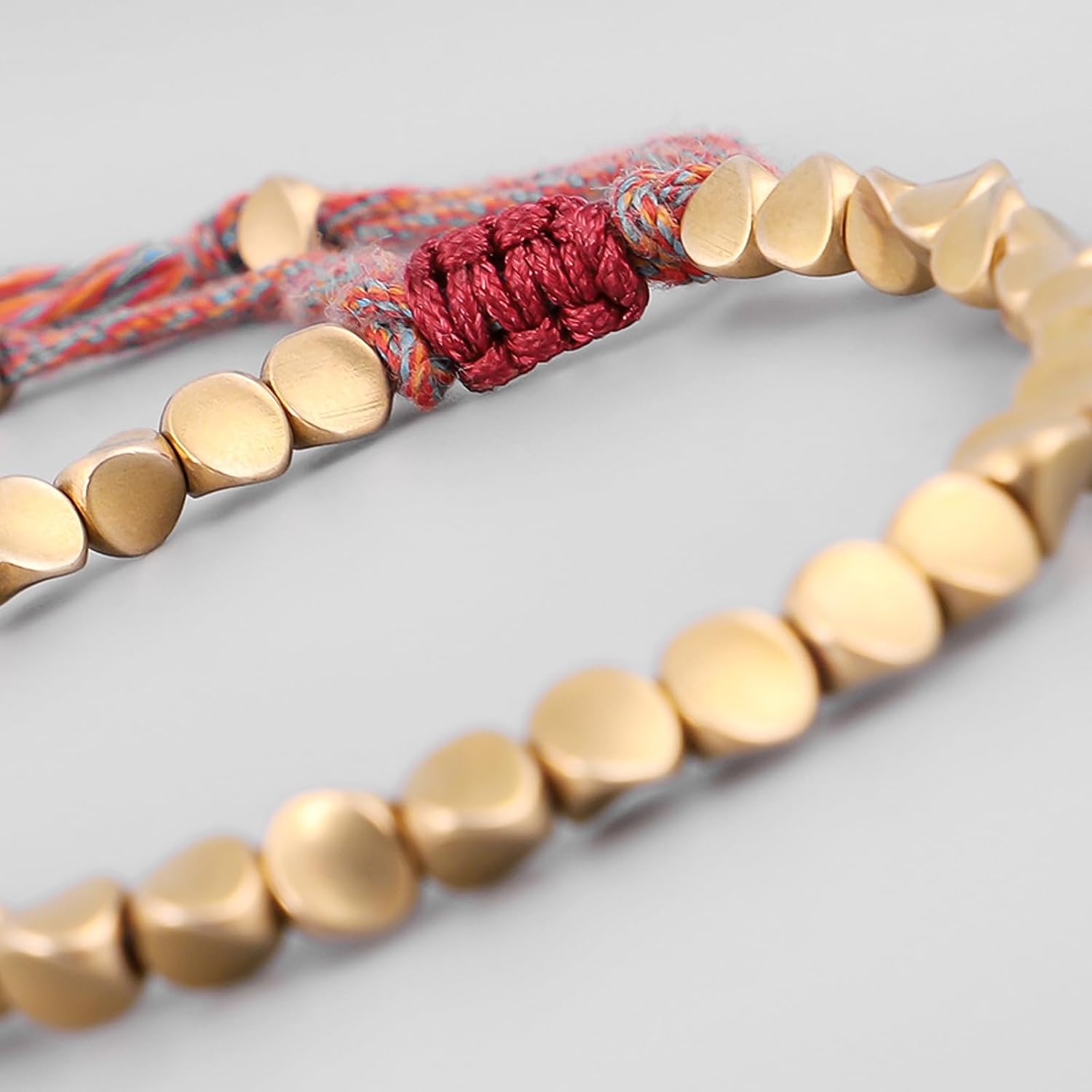 Nanafast 2-3 Pcs Tibetan Copper Beads Bracelet Adjustable Handmade Braided Copper Bracelet Set for Women Men Tibetan Bracelet Gifts
