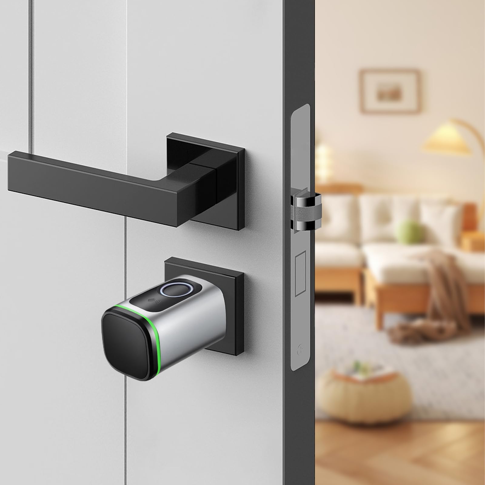 Serrure de porte électronique avec cylindre de serrure, cartes intelligentes et clé manuelle, serrure électronique intelligente pour la maison, contrôle par application intelligente, blanche, pour