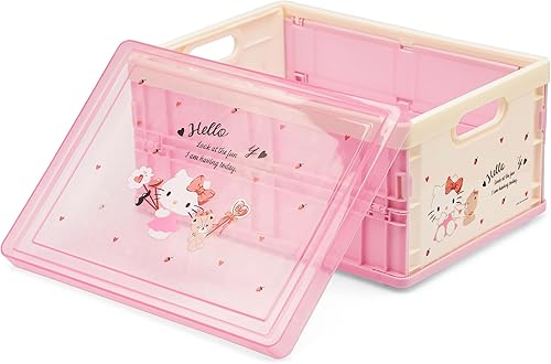 KroTex Contenedor de almacenamiento de plástico con tapa, 10 cuartos de galón, caja de almacenamiento plegable con diseño de dibujos animados,