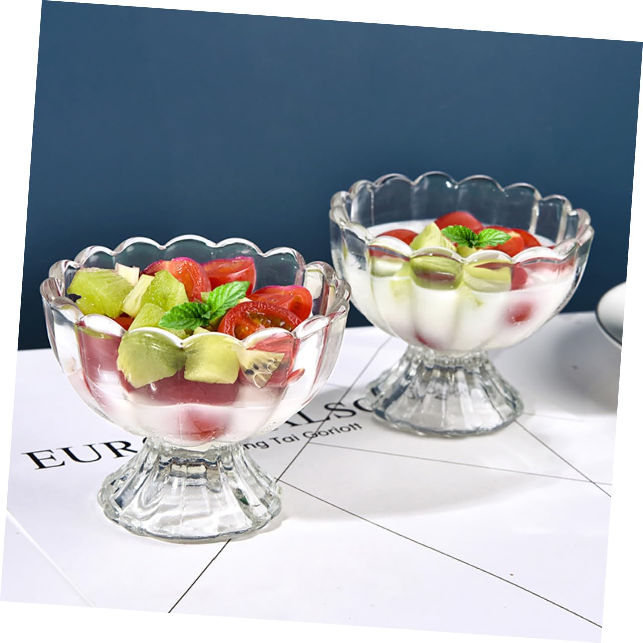 Set de 6 Copas de Vidrio para Postres de 100ml, Tazas Reutilizables Pieza para Helado, Pudding y Frutas, Ideales para Servir en Casa
