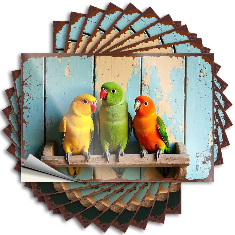 Fzfn Men's Colour Saying Home Decor Vinyl Sticker | Colorful Parrots Perched On A Rustic Wooden Shelf Inspirational For Alcohol Use(12X18cm)