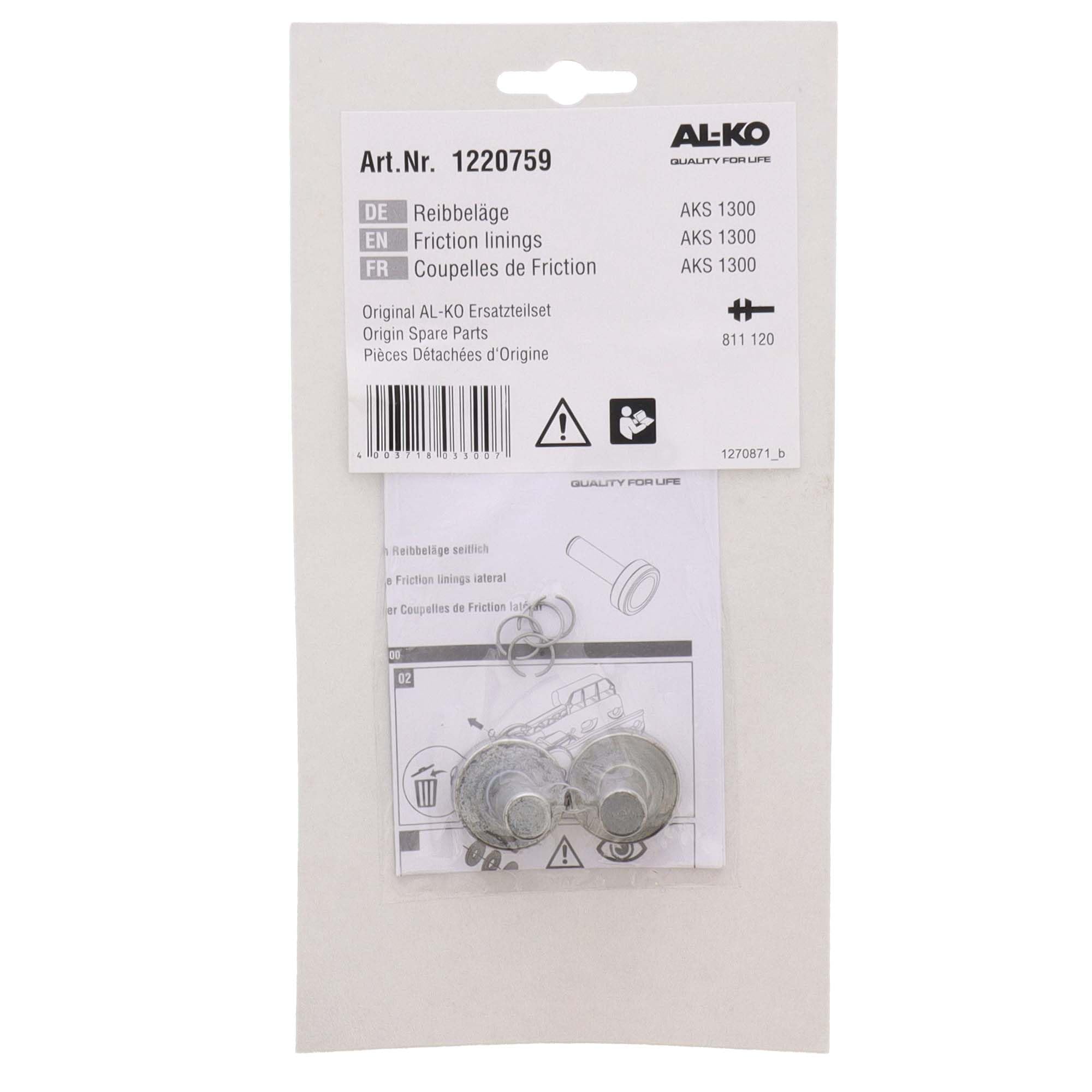 AL-KO AKS 1300 Reibbelag Satz passend OEM 1220759 seitlich