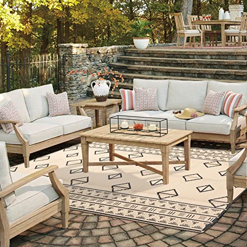 Reversible Outdoor Rugs for Patio 5' x 8' Waterproof Plastic Straw Large Area Rug Portable Carpet Floor Mats for RV Camping Deck Picnic Beach Backyard Outside Decor Clearance with Corner Loops Stakes - Image 3