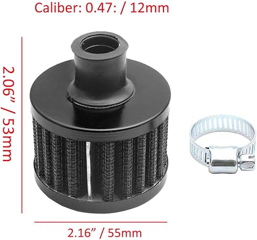 Miniatura 2 de ESUPPORT 0.079 x 0.472 in Mini negro universal coche motor cono frío limpio filtro de entrada de aire Turbo respiradero
