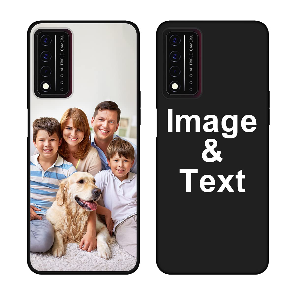 Custom Phone Case for T-Mobile REVVL V+ 5G,Multi-Picture Collages Personalized Photo Text Cases Anti-Scratch Drop Proof Protective Cover Black Soft