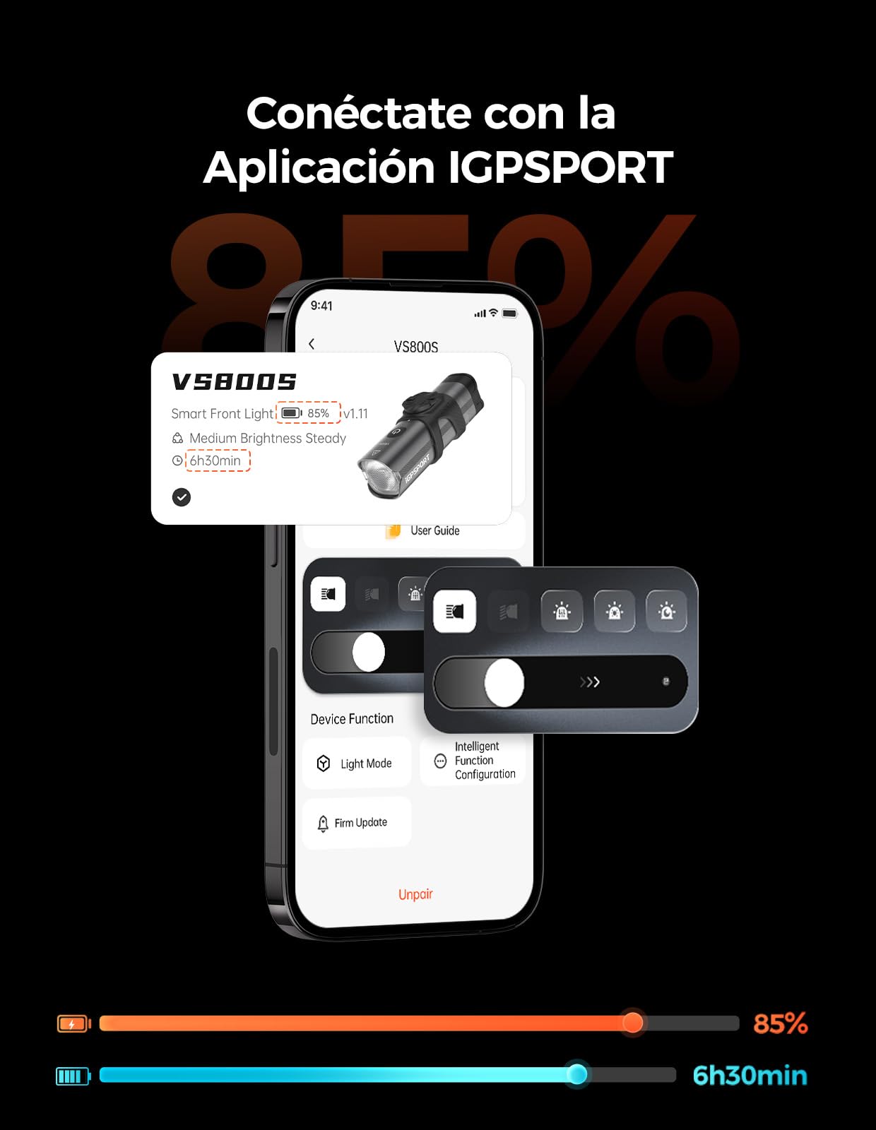 iGPSPORT Luz Bicicleta，500/800/1200/1800 Lúmenes Faro Delantero Brillante para Bicicleta para Ciclismo Nocturno Recargable E Impermeable
