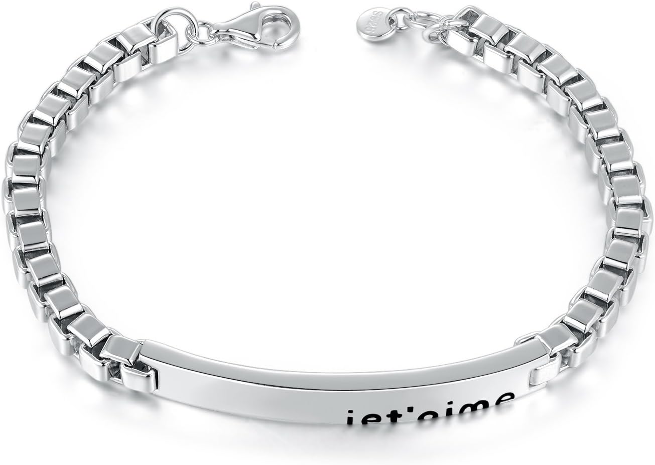 LR Accessory - 925 Sterling Silver"je t'aime" (I Love You in French) Bracelet (6.5 inches) Women Girl Jewellery Gift