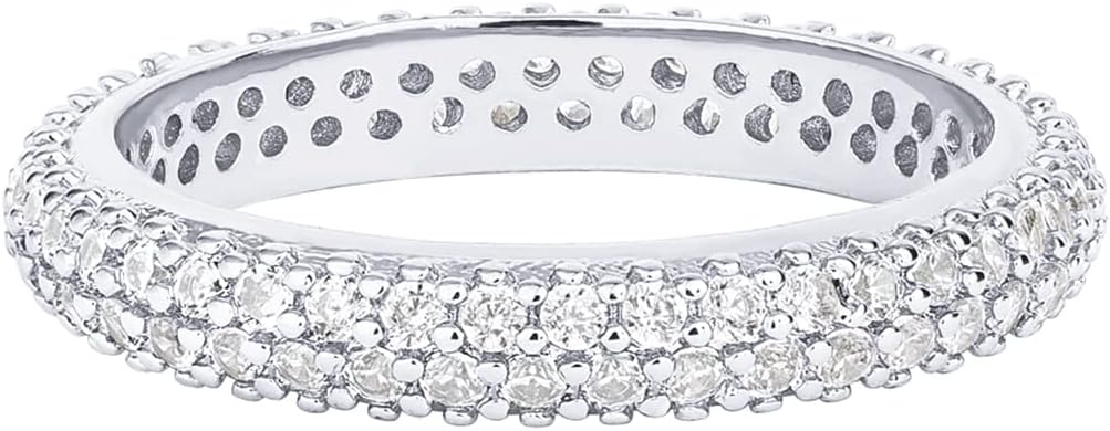PAVOI 14K Gold Plated Cubic Zirconia Double Row Eternity Band for Women - Image 3