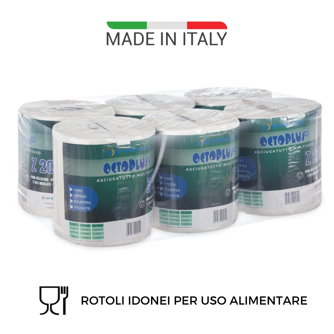 ZPAPER 𝗡𝗢𝗩𝗜𝗧𝗔' - 12 Rotoli Asciugatutto - Rotoloni Asciugatutto. Pura Cellulosa, 2 Veli. Bobine carta asciugatutto
