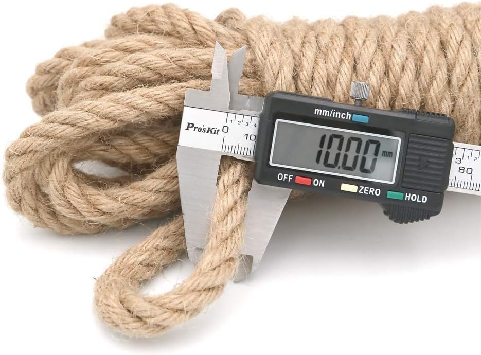 Miniatura 2 de KINGLAKE GARDEN Cuerda de yute, cuerda de cáñamo resistente de 25 pulgadas x 32.8 pies (0.394 in x 32.8 ft) cuerda de cáñamo trenzada para