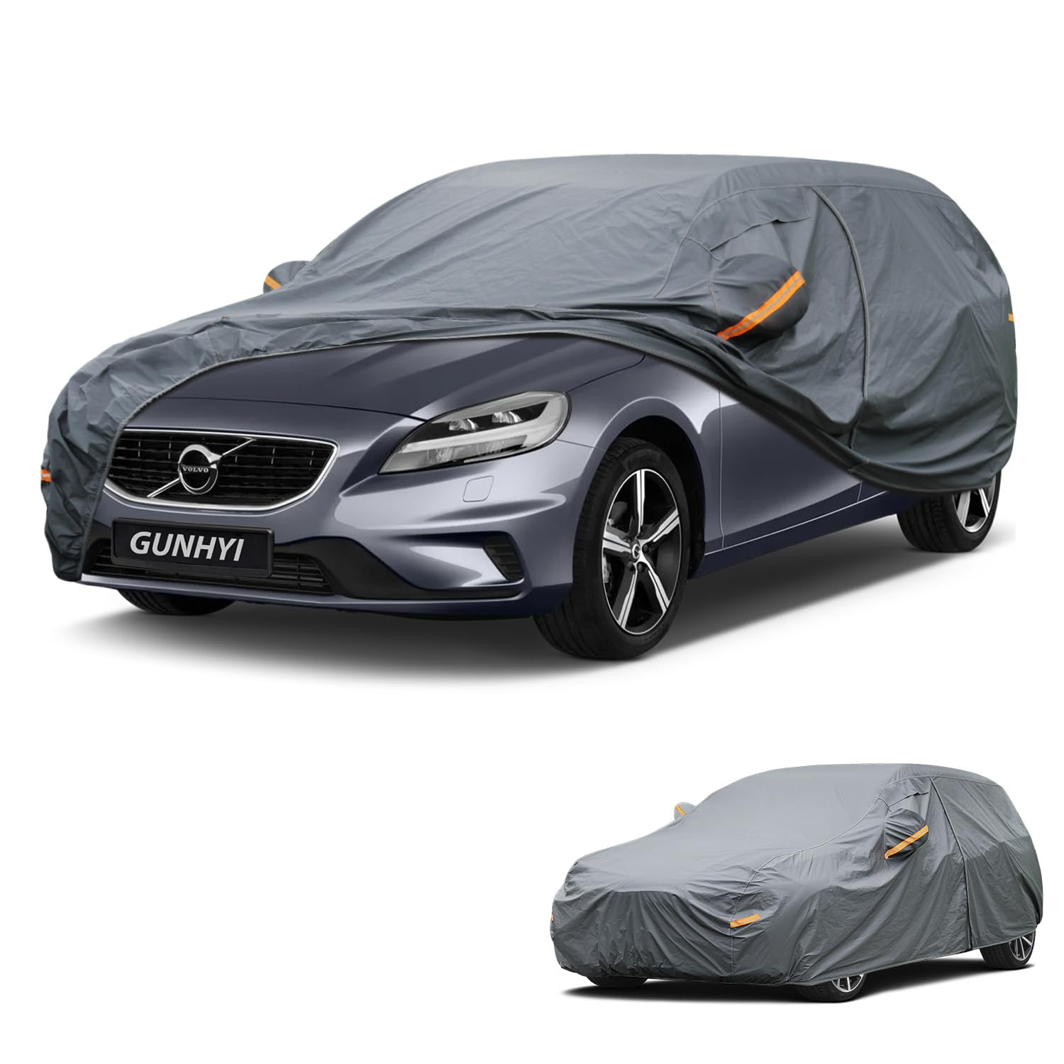 GUNHYI Premium Car Cover Custom Fit Volvo V40(2012–2020), 16 Layers Heavy Duty Car Cover Waterproof All Weather with Zipper Door for Sun Rain Snow Dust Uv Protection
