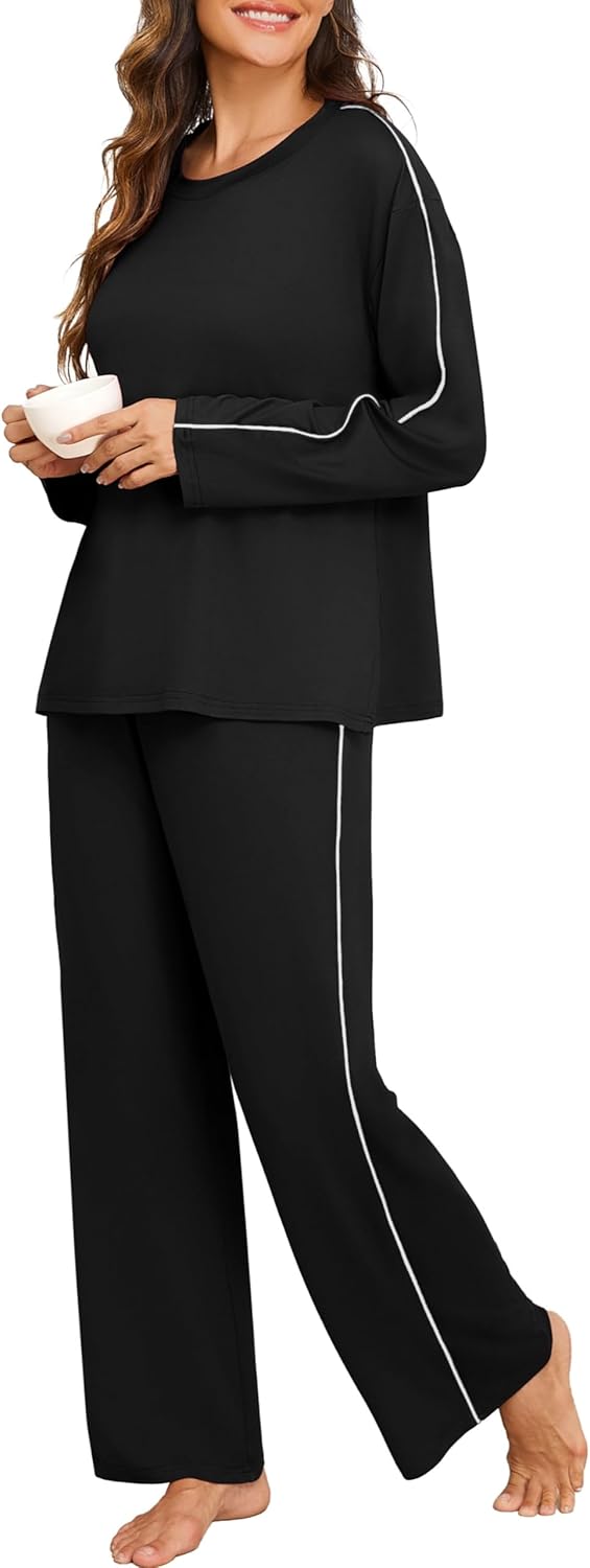 PrinStory Womens Pajama Set 2025 Lounge Sets Long Sleeve Pajamas Soft 2 Piece Pjs with Pockets - Image 2