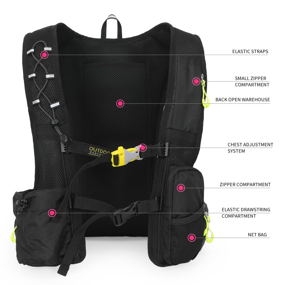 Mochila de hidratación IX INOXTO para correr, chaleco de hidratación con bolsa de agua de 1.5 L para hombres y mujeres, mochila de agua ligera para senderismo, ciclismo, escalada, camping