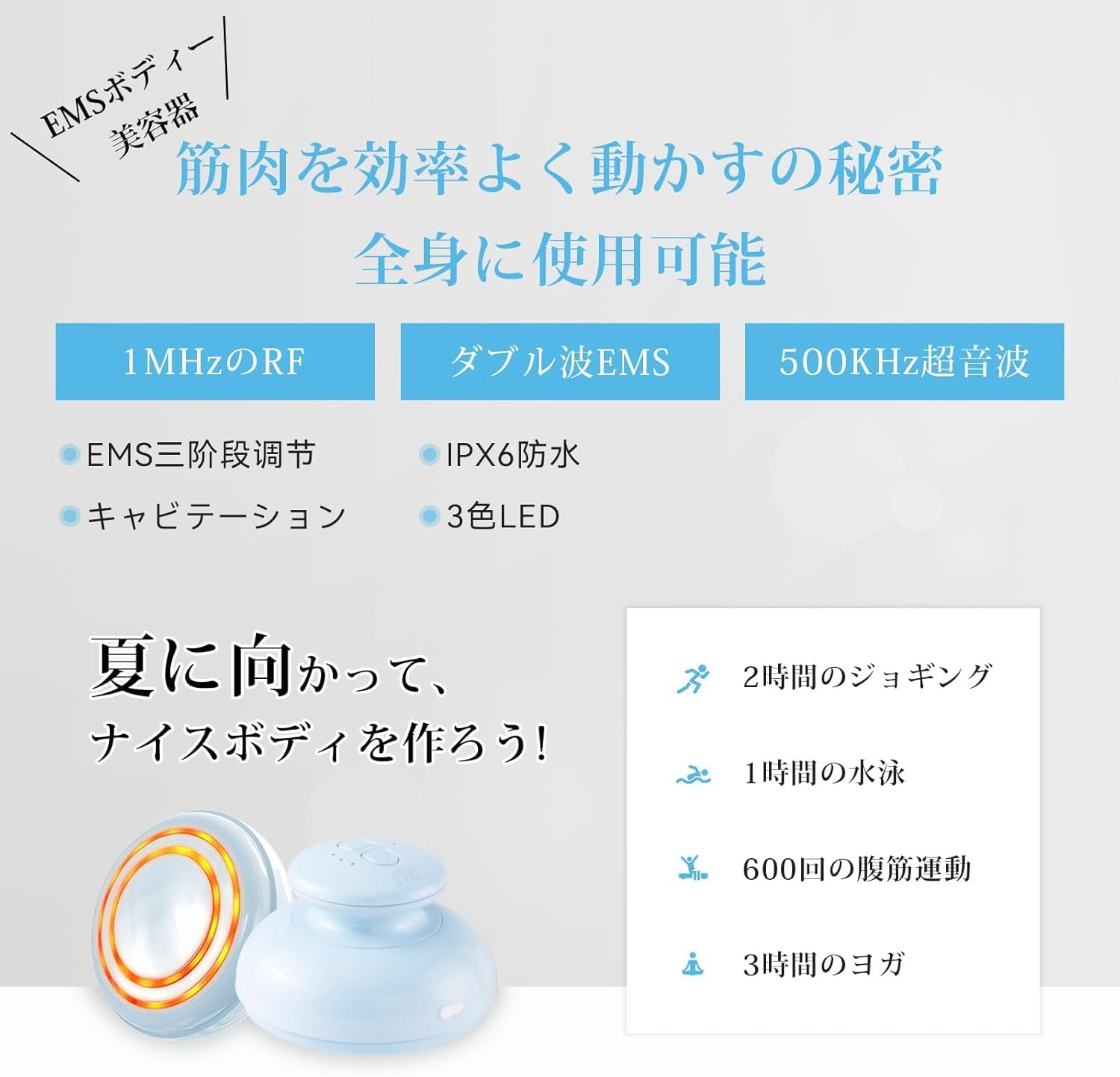 Amazon.co.jp: FIIL 腹筋 EMS ボディ美容器 1台多役 RF 超音波 振動 3